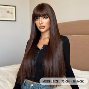 #4 dark chocolate brown 100% human hair with bangs