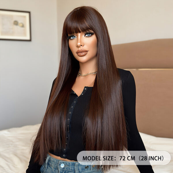 #4 dark chocolate brown 100% human hair with bangs