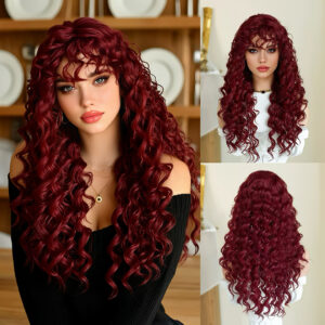 99j burgundy long kinky curly human hair with bangs 99j burgundy long kinky curly human hair with bangs