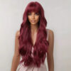 99j wine red long loose big wave hair with bangs 100% human hair 99j wine red long loose big wave hair with bangs 100% human hair