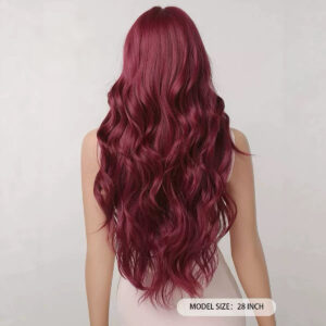 99J Wine Red Long Loose Big Wave Hair with Bangs lace frontal 100% Human Hair 99j wine red long loose big wave hair with bangs 100% human hair