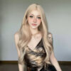 body wave lace front wig #613g cream platinum blonde human hair