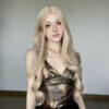 body wave lace front wig #613g cream platinum blonde human hair