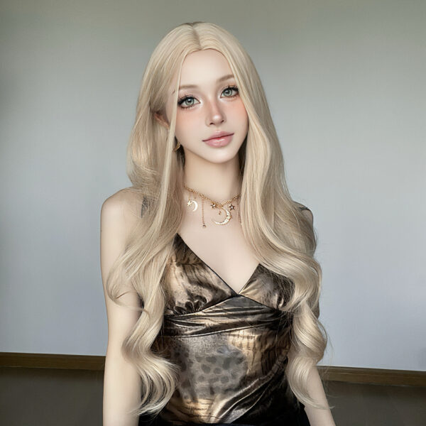 body wave lace front wig #613g cream platinum blonde human hair