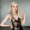 body wave lace front wig #613g cream platinum blonde human hair