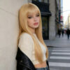 613 platinum blonde lace front 100% human hair with bangs