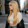 613 platinum blonde lace front 100% human hair with bangs